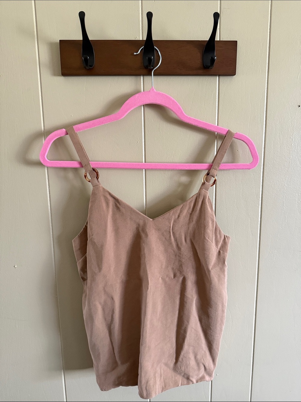 Topshop Dusty Tan V-Neck Cami with Ring-Detail Straps